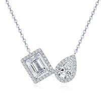 S925 Silver Irregular Moissanite Pendant Necklace for Women-Irregular Moissanite Necklace [White Gold]  925 Silver