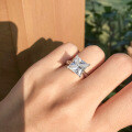 S925 Silver Princess-Cut Zirconia Fashion Geometric Ring-0-2