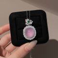 wholesale [925 Sterling Silver] Extravagantly Set Cabochon Natural Violet Chalcedony Pendant Necklace, New Chinese Style "Auspicious Aura" High-End Women's-0-5