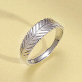 wholesale S925 Sterling Silver Cupid's Feather Ring for Women, Small Batch Design with a High-End Sense of Fashion, Light Luxury Adjustable Plain Silver Band-0-0