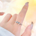 wholesale S925 Sterling Silver Sweet Crushed Ice Bow Ring for Women, Small and Exquisite Design, High-End Feel, Luxury Minimalist Open Band-0-1