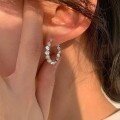 wholesale S925 Sterling Silver Crushed Silver Hoop Earrings with a High-End Feel, Simple and Elegant, Fashionably Super Sparkly, Versatile Stud Earrings-0-0