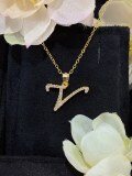 S925 Silver 18k Gold-Plated Moissanite Alphabet Pendant Necklace, DIY Gift-0-25
