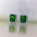 wholesale S925 Sterling Silver Earrings Retro Cultivated Emerald Cut 6*8 Summer Versatile Women's Jewelry Live-0-2