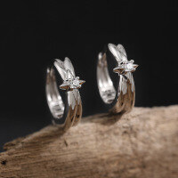 wholesale S925 Sterling Silver Four-Point Star Micro-Pave Ear Studs for Women, High-End Sense, Niche, Personalized, Ins Luxury, Versatile Silver Earrings-Platinum 925 silver