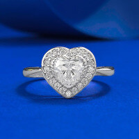 wholesale S925 Silver 6*6mm Heart-Shaped White Diamond Ring for Women,Ins-R1113 White Diamond Heart-Shaped Ring Size 5