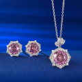 wholesale S925 Sterling Silver 10mm Rose Purple Pendant Rose Petal Necklace for Women, Fashionable Style for Live Streams-0-3