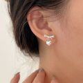 wholesale S925 Sterling Silver Bow Heart Stud Earrings Women's New Trendy Versatile Minimalist High-End Earrings-0-3