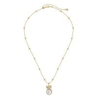 wholesale 925 Sterling Silver New Chinese Style Women's Necklace, Luxurious and Elegant Textured Matte Bow High-End Silver Jewelry-Gold DY191097-SG-WH 925 silver