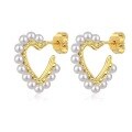 wholesale S925 Sterling Silver Women's Earrings with Premium Love Shell Pearl Inlay Design, Luxury Ins Style-0-6