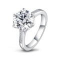 S925 Silver Six-Prong Round Zirconia Wedding Ring, Wholesale-0-3
