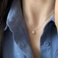 wholesale S925 Sterling Silver Women's Pearl Necklace, Light Luxury Small and Freshwater Natural Pearl Delicate Collarbone Chain, Bright Silver Tone, Celebrity Style-0-1