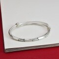 wholesale 9999 Silver Lazy Kitten Gold-Traced Antique-Style Bracelet, Cute and Sweet Simple Student Adjustable Bangle-0-6