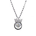 S925 Silver Pendant Moissanite Crown Jumping Heart Necklace for Women-0-2