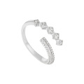 wholesale S925 Sterling Silver 196 Small and Chic, Luxurious and Sophisticated Geometric Square Diamond Irregular Cross Ring for Women-0-5