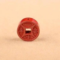 wholesale Metal material natural raw ore imperial cinnabar coin for wealth and lifelong peace DIY hand-woven pendant accessory-Peaceful life (approximately 18*6 mm)
