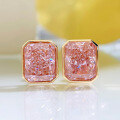 wholesale S925 Sterling Silver New Rectangle Pink Diamond High Carbon Diamond 8*10 Yellow Diamond Elegant Earrings for Women-0-3