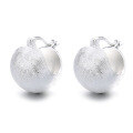 wholesale S925 Sterling Silver Korean Minimalist Ins Style Brushed Textured Sphere Stud Earrings for Women, Versatile and Chic-0-5