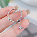 wholesale S925 Sterling Silver Butterfly Ring for Women, Ins Minimalist Style, Fashionable and Versatile, Fresh and Sweet, Light Luxury Ring Chain-0-1