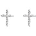 Sterling Silver Moissanite Cross Stud Earrings, Small Dazzling Luxury Unisex-0-3