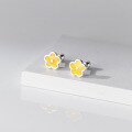 wholesale S925 sterling silver small fresh yellow flower threaded stud earrings sweet student women's earrings M04074-0-0