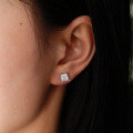 Sterling Silver Four-Prong Square Moissanite Stud Earrings for Women-0-2