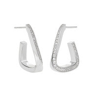 wholesale S925 Sterling Silver 288 Minimalist Niche European and American Micro-Set Zirconia Triangle Design Earrings for Women-White gold [with silicone earplugs] &gt; 925 silver