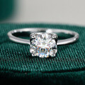 Sterling Silver Moissanite Ring, Classic Bull Head Design for Women's Proposal-0-0