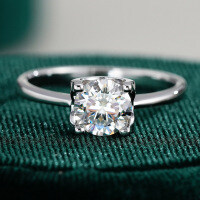 Sterling Silver Moissanite Ring, Classic Bull Head Design for Women's Proposal.-50 points (Moissanite VVS1 grade)  Hong Kong lottery number 12