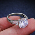 S925 Silver 5ct Moissanite Double Row Solitaire Ring-0-2
