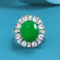 wholesale 925 Silver European and American 6*8 Rectangular Small Cube Ring with High-Carbon Diamond, Women's-R1313 Chrysoprase Ring Size 5