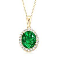 S925 Silver Y-Shaped Teardrop Emerald Imitation Pendant Necklace-Style B [Clearance Sale - Free Shipping] 10x12mm  925 Silver