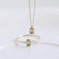 wholesale [9K Gold] Yili Jewelry Manufacturer Wholesale Summer New French Retro Light Luxury Style Green Olive Necklace-Green Olive Necklace 9K