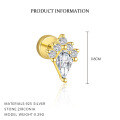 wholesale S925 Sterling Silver Geometric White Zircon Ear Studs, French Style Luxury Minimalist Wholesale-0-4