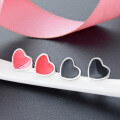 wholesale S925 Sterling Silver Black and Red Heart Stud Earrings, Korean Style Minimalist Niche Design Resin Enamel Drop Earrings Wholesale-0-0
