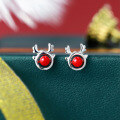wholesale S925 Sterling Silver Yahee Korean-style Reindeer Antler Earrings for Women, Fashionable Christmas Forest-themed Minimalist Small Designer Stud Earrings-0-4