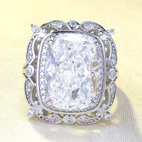 wholesale S925 sterling silver new 10*14mm simulated diamond white G color imported high-carbon diamond ring European and American style-R675 White G Diamond>No.7