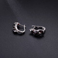 wholesale S925 Sterling Silver Small Natural Topaz Earrings with Various Gemstones, Black Garnet Stud Earrings for Early Spring Accessories-0-1