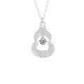 S925 Sterling Silver Dreamcatcher Gourd Necklace with Moissanite Pendant-0-3