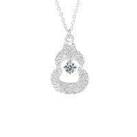 S925 Sterling Silver Dreamcatcher Gourd Necklace with Moissanite Pendant-White gold  30-point moissanite