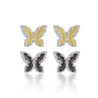 wholesale S925 Sterling Silver 237 Niche Individualistic Chic Ins High-End Dark Gothic Design Black Butterfly Resin Drop Earrings for Women-White gold black glue [with sterling silver ear plugs] &gt; 925 silver