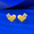 wholesale S925 Gold-Plated Alloy Heart Brushed Earrings, Stylish and Versatile with a High-End Feel, Mu Jing Jewelry Spring and Summer New Collection-0-0