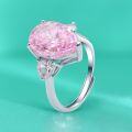 wholesale S925 sterling silver pink ice-cut opening ring for women with natural teardrop gemstones, minimalist and fashionable luxury-0-0