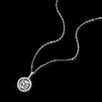 Sterling Silver 1-Carat Moissanite Pendant Necklace for Women-1 carat (set with moissanite)  925 silver