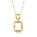 wholesale 18K Gold Geometric Square Buckle Necklace with Lab-Grown Diamonds, AU750 Platinum Real Diamond Collarbone Chain, Chic Style-0-0