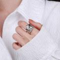wholesale S925 Sterling Silver Wide Asymmetrical Geometric Crinkle Texture Open Ring Ins Light Luxury Style Design-0-2