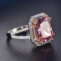 S925 Silver Pigeon Egg Diamond Ring Clearance, Cross-Border Fashion Pink & Yellow Diamond-0-1
