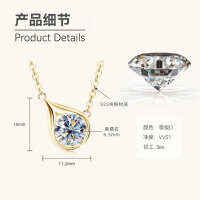 Sterling Silver Fashion Pendant Necklace with Moissanite-Small teardrop necklace [K gold] 6.5MM  925 silver