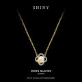 S925 Silver Four-Leaf Clover Cat's Eye Stone Necklace-0-5