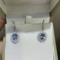 Gold-Plated 925 Silver Lab-Created Blue Spinel 6*8mm 15ct Stud Earrings-0-0